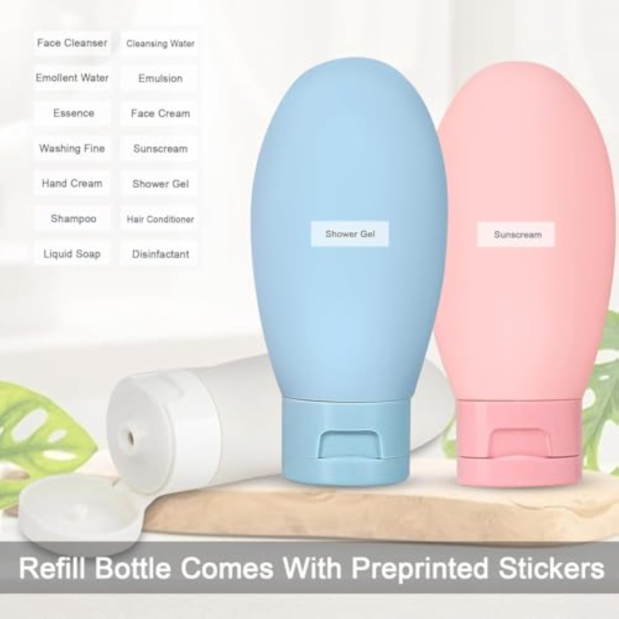 Travel Squeeze Bottles Set of 3, Leakproof Silicone
